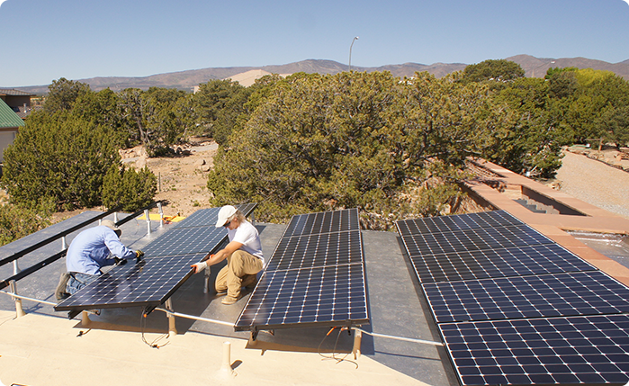 Solar panels being installed