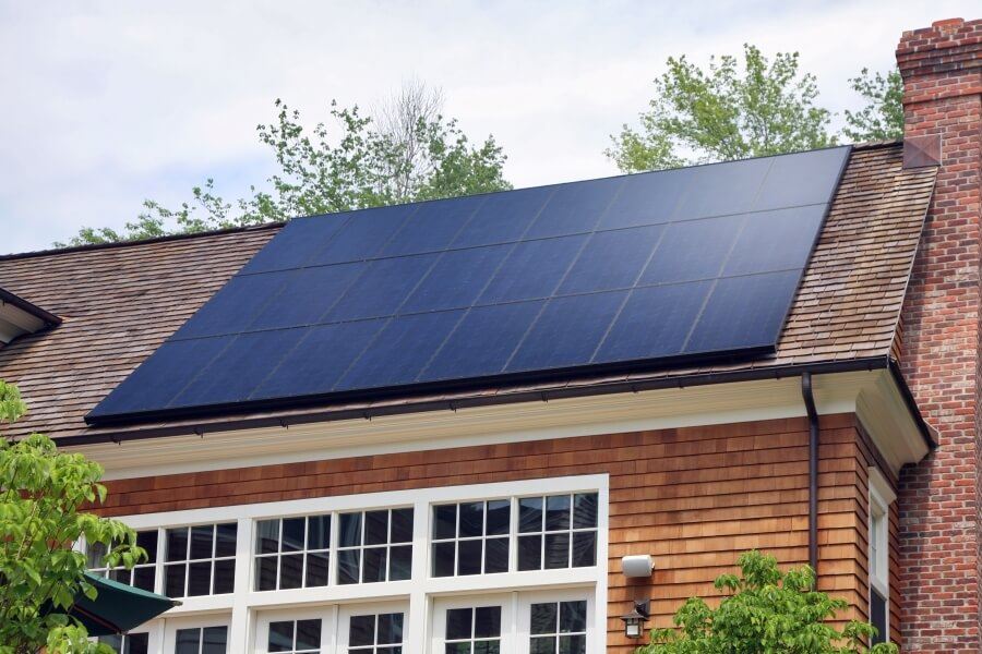 A house with solar panels